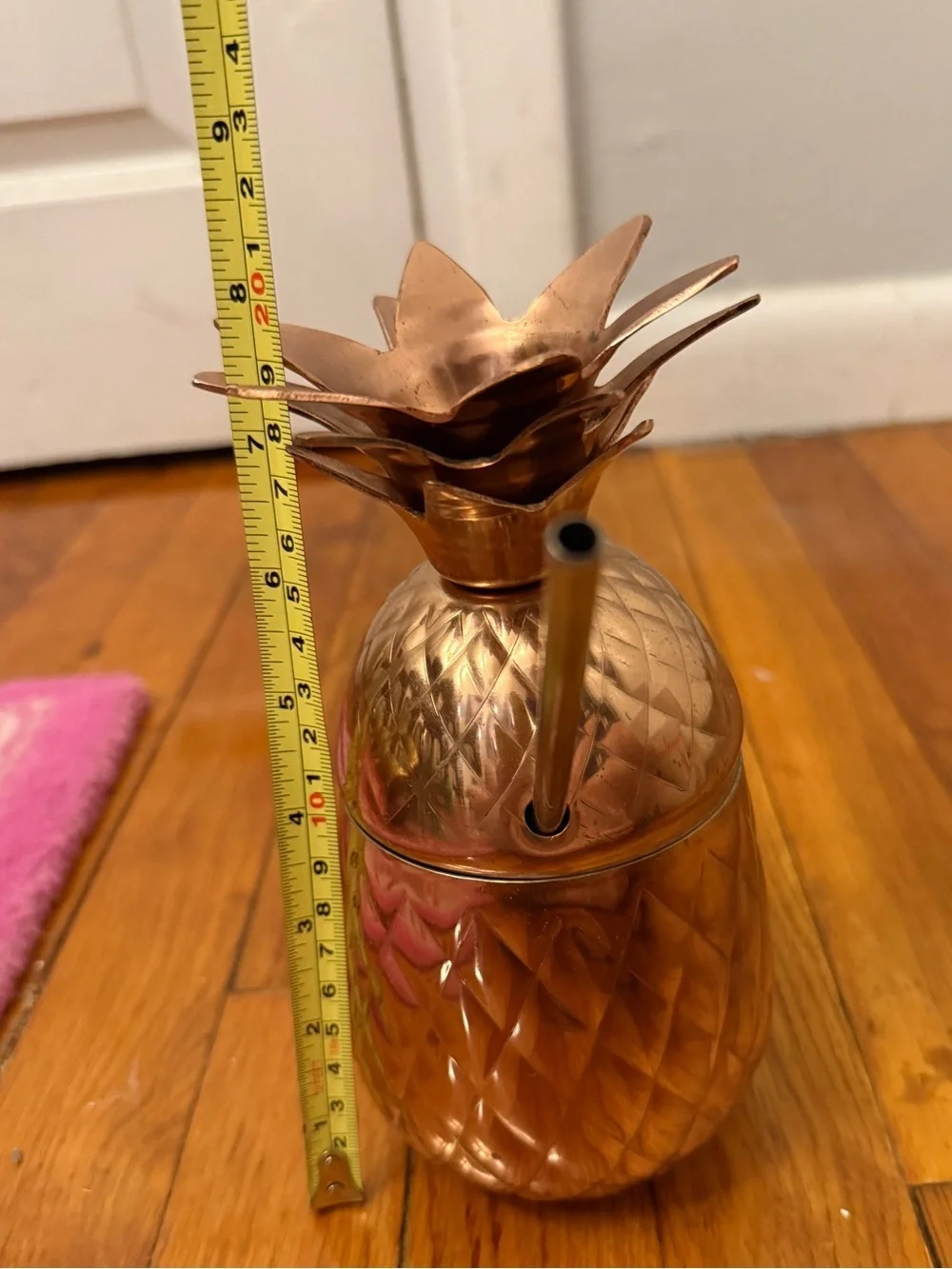 Pier 1 Rose Gold Pineapple Cocktail Server with Metal Straw